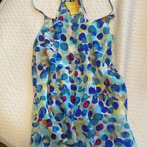 Maeve 100% Silk Blue Pattern Camisole Blouse